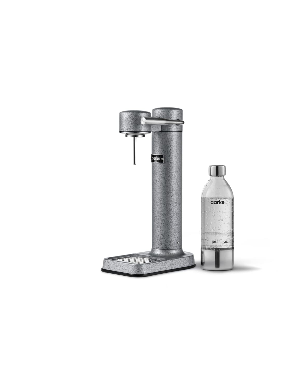 Aarke Carbonator 3, Wassersprudler aus Edelstahl im modernen Edelstahl Finish mit BPA-freier 1L PET-Flasche, Sprudelwasserbereiter für Leitungswasser, kompatibel mit 60L CO2-Zylindern