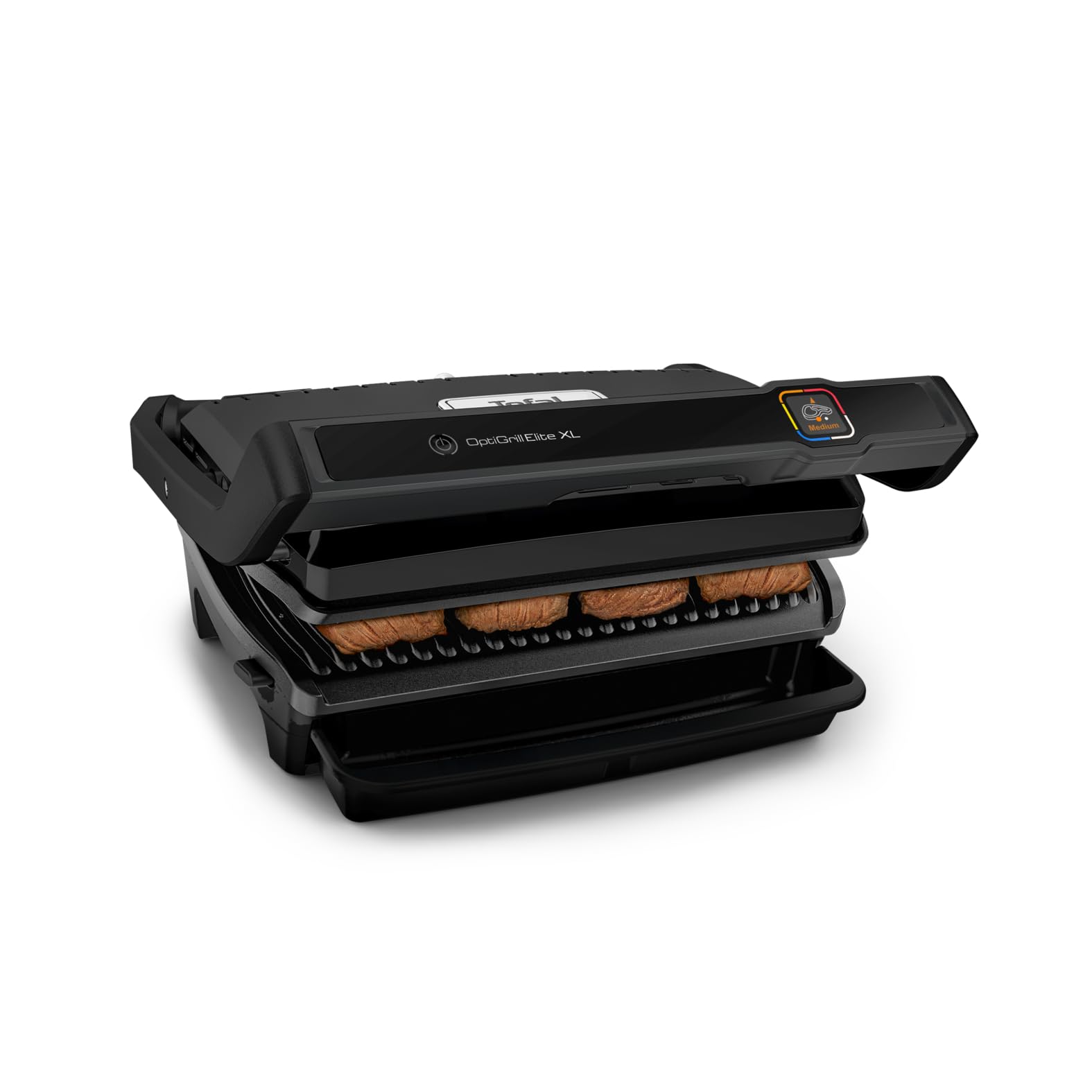 Tefal OptiGrill Elite XL Kontaktgrill, 16 Programme, Digitales Display mit Garstufenanzeige, abnehmbare XL-Platten, Grillboost-Funktion, intuitive Bedienung, Elektrogrill, Edelstahl, GC760D12