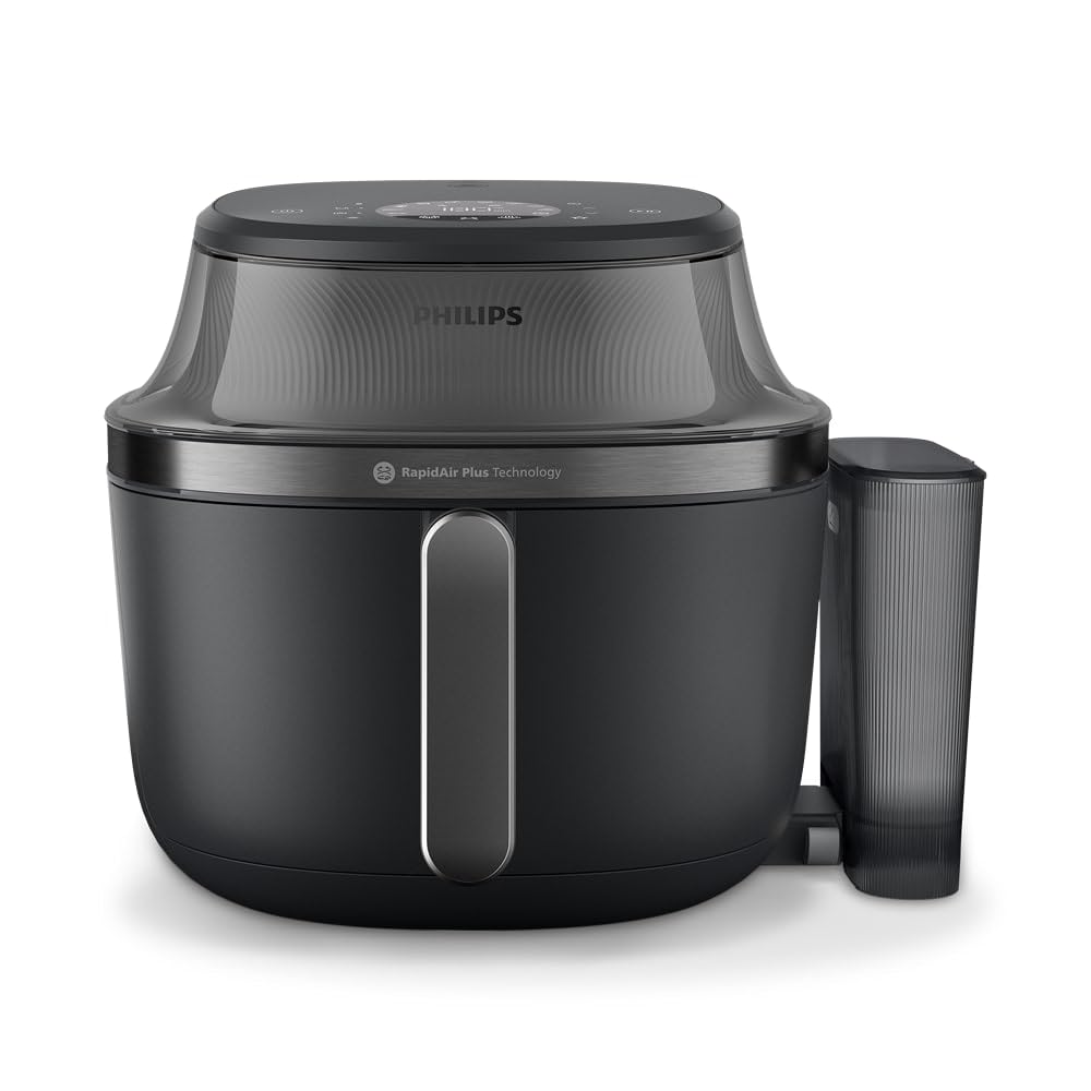 Philips Steam Airfryer 5000 Series Dual Basket Heißluftfritteuse mit Dampfgar-Funktion & 2 Körben – Steam, Airfry, SteamFry, 9L (3L+6L), RapidAir Plus, automatische Dampfreinigung (NA550/00)