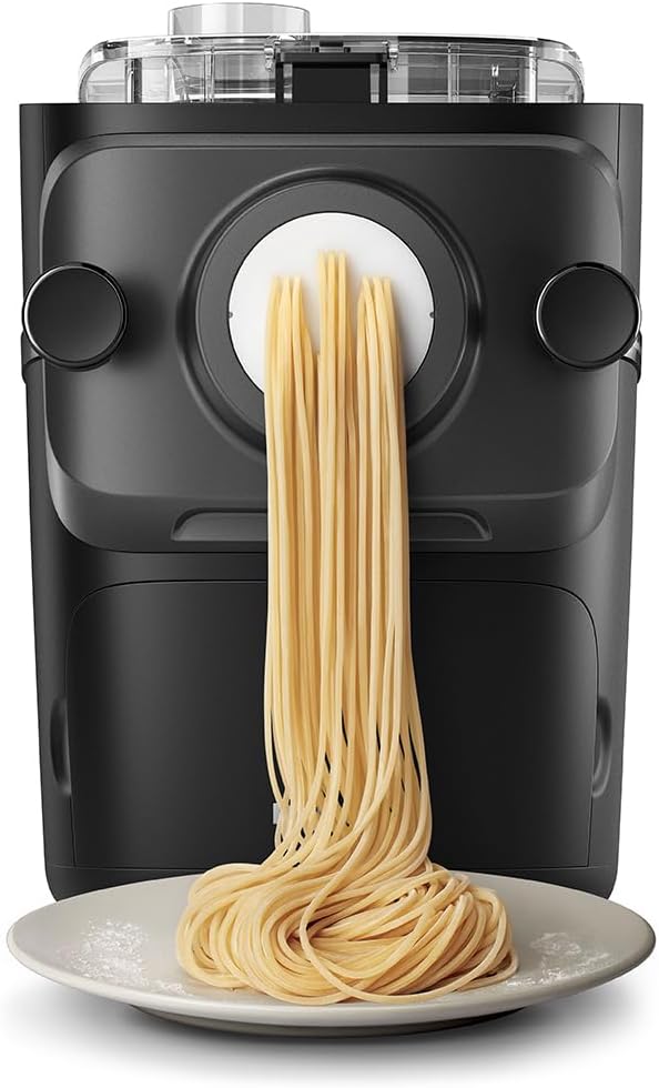 Philips 7000 Serie PastaMaker, Vollautomatische Nudelmaschine, Automatisches Wiegen, 8 Pastasorten, Einfache Reinigung, max 8 Portionen, ProExtrude-Technologie, Vegan, Glutenfrei, Schwarz (HR2665/93)