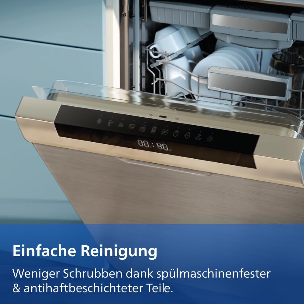 Philips Airfryer 4000 Series Stacked Dual Basket, Gestapelte Heißluftfritteuse 2 Kammern, 10L, RapidAir Technologie, 45% weniger Platzbedarf, PFAS-freie Keramikbeschichtung, Sichtfenster (NA460/00)