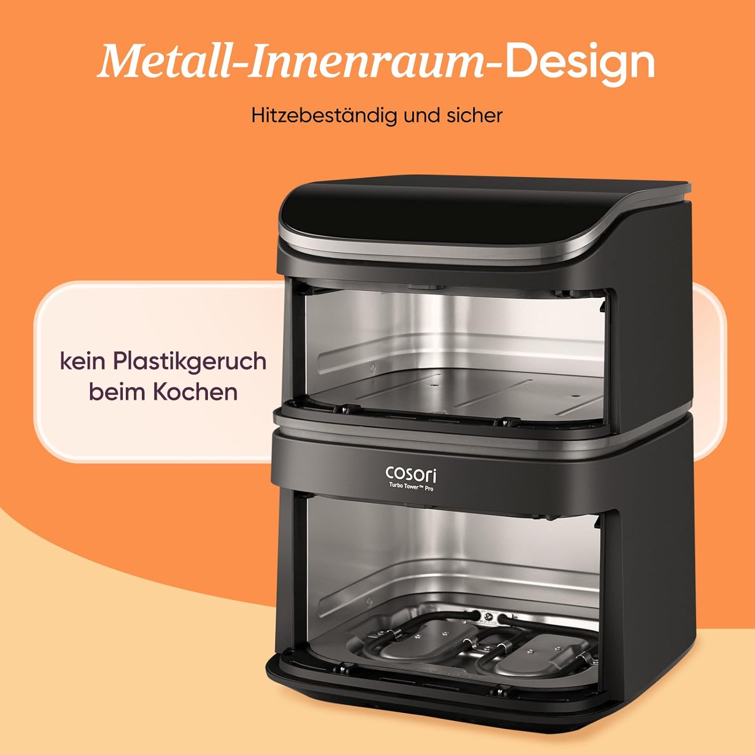 COSORI Airfryer | Turbo Tower Pro | DualBlaze-Technologie | Keramikbeschichtung Ohne PFAS | 2630W | 10,8L | Automatische Luftstrom-Regulierung | Silbergrau | DC112