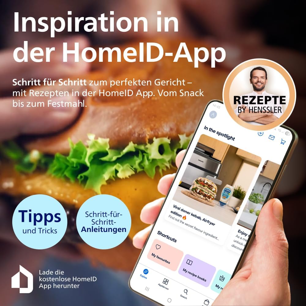 Philips Steam Airfryer 5000 Series Dual Basket Heißluftfritteuse mit Dampfgar-Funktion & 2 Körben – Steam, Airfry, SteamFry, 9L (3L+6L), RapidAir Plus, automatische Dampfreinigung (NA550/00)