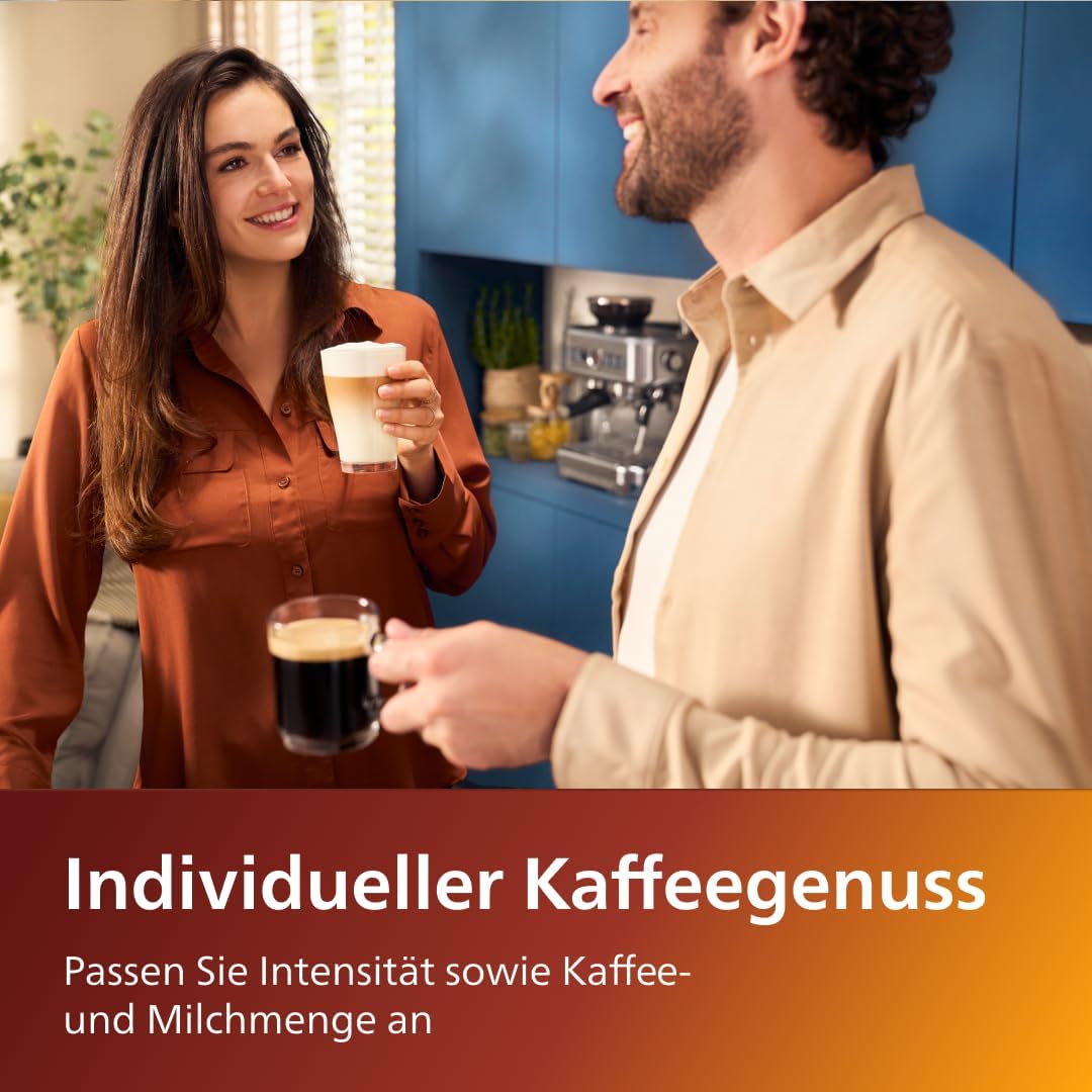 Philips Serie 5400 Kaffeevollautomat - LatteGo, 12 Getränke, Milchaufschäumer, Touchscreen, 4 Profile, Chrom-Finish (EP5447/90)