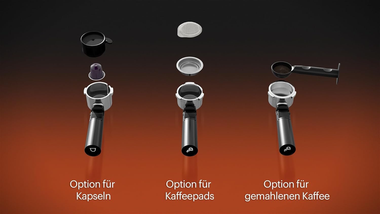 Grundig KSM 6430 Siebträgermaschine mit integriertem Milchbehälter, 1628 W Leistung, 20 bar Pumpendruck, Zweifachdüse, farbiges Touch-Display, BrewSense, CreamyPro, Dark Inox/Schwarz