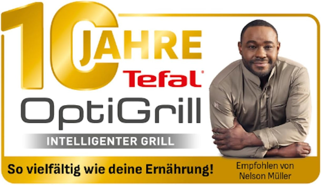Tefal OptiGrill+ XL Kontaktgrill, 9 Programme, manueller Modus, 200 W, Garstufenanzeige, Dickemessung, Abnehmbare XL-Platten, Elektrogrill, Edelstahl, GC722D16