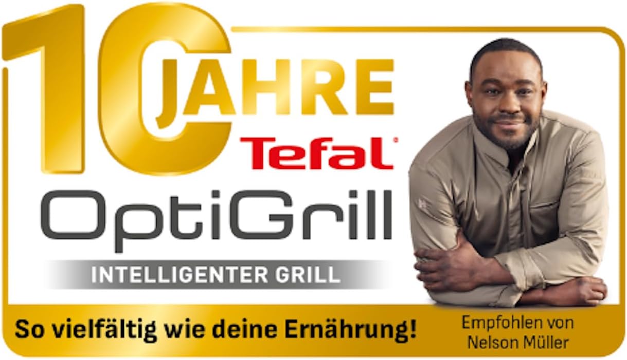 Tefal OptiGrill+ XL Kontaktgrill, 9 Programme, manueller Modus, 200 W, Garstufenanzeige, Dickemessung, Abnehmbare XL-Platten, Elektrogrill, Edelstahl, GC722D16