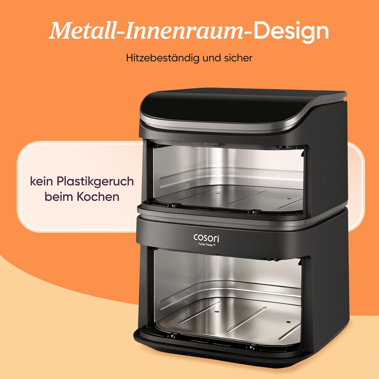 COSORI Airfryer, Heißluftfritteuse 2 Kammern, 10,8 L Heissluftfritteuse, Innovative Mehrfach-Luftgeschwindigkeit, Spart 41 Prozent Platz, Inklusive Rezeptbuch und Edelstahl-Rost, Silbergrau