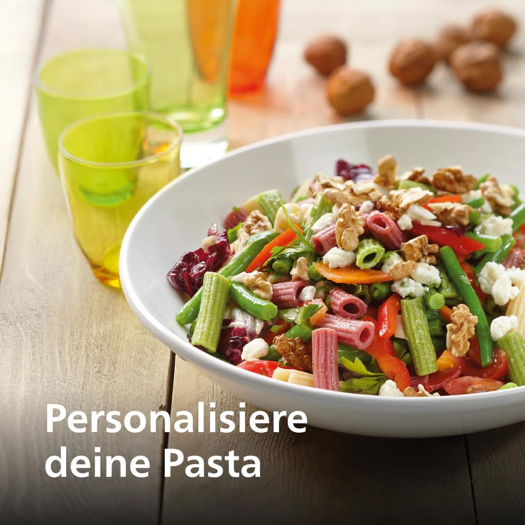 Philips 7000 Serie PastaMaker, Vollautomatische Nudelmaschine, Automatisches Wiegen, 8 Pastasorten, Einfache Reinigung, max 8 Portionen, ProExtrude-Technologie, Vegan, Glutenfrei, Schwarz (HR2665/93)