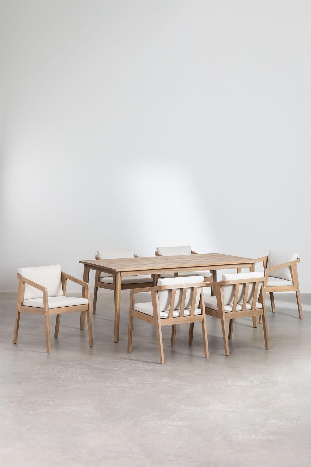 SKLUM Kaela-Set mit rechteckigem Tisch (180 x 90 cm) und 6 Gartenstühlen aus Akazienholz