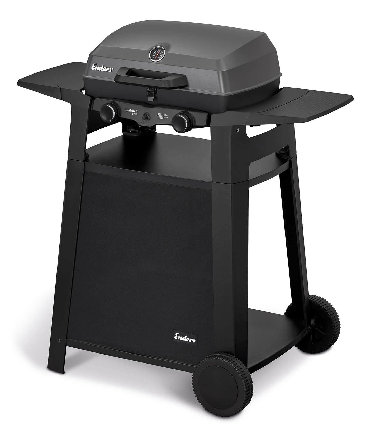 Enders® Gasgrill Urban II Pro, Tischgrill, Grillen-, Kochen- und Backen Funktion, 2 Brenner Edelstahl, mit Grill-Thermometer, Balkon-, Camping-Grill, Aluguss-Gehäuse, Gusseisen-Rost, #2062