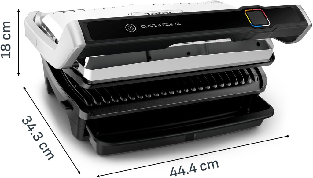 Tefal OptiGrill Elite XL Kontaktgrill, 16 Programme, Digitales Display mit Garstufenanzeige, abnehmbare XL-Platten, Grillboost-Funktion, intuitive Bedienung, Elektrogrill, Edelstahl, GC760D12