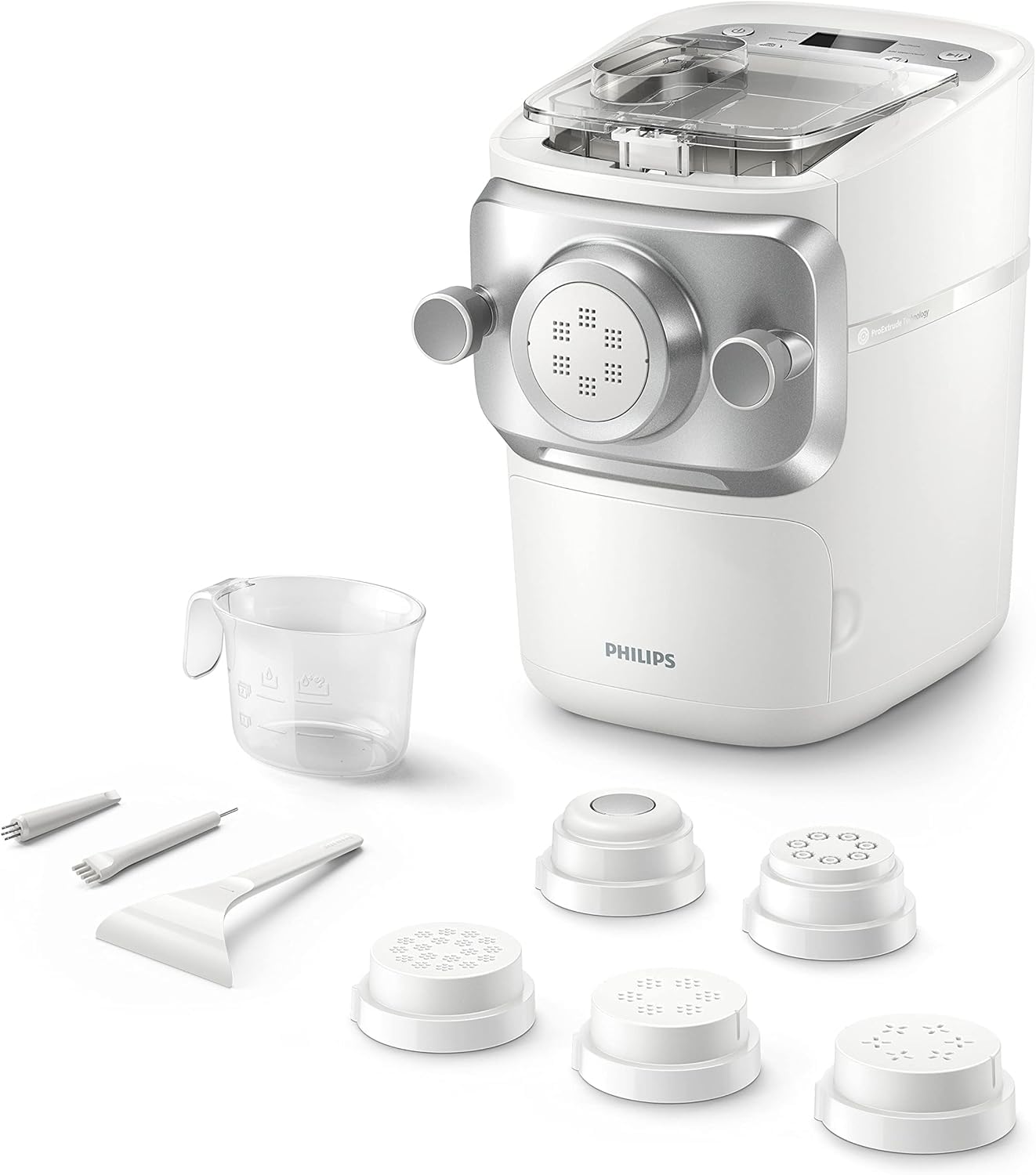 Philips 7000 Serie PastaMaker, Vollautomatische Nudelmaschine, Automatisches Wiegen, 8 Pastasorten, Einfache Reinigung, max 8 Portionen, ProExtrude-Technologie, Vegan, Glutenfrei, Schwarz (HR2665/93)