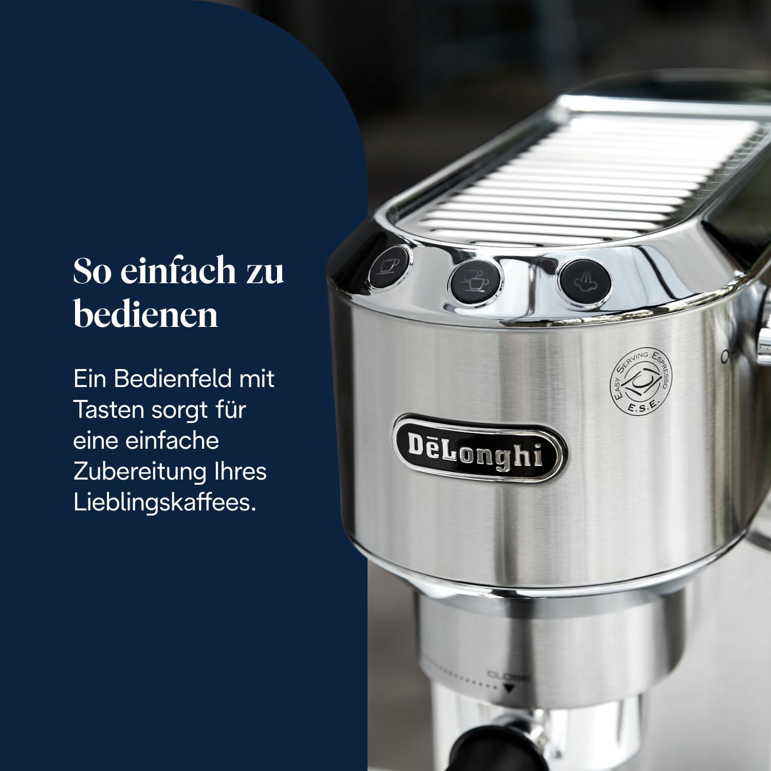 De'Longhi Dedica Style - Perfetto Kompakte Siebträgermaschine Espressomaschine mit Tasten, manuellem Milchaufschäumer für Espresso und Cappuccino, ESE Pad geeignet, 15cm breit, Metall (EC685.M)