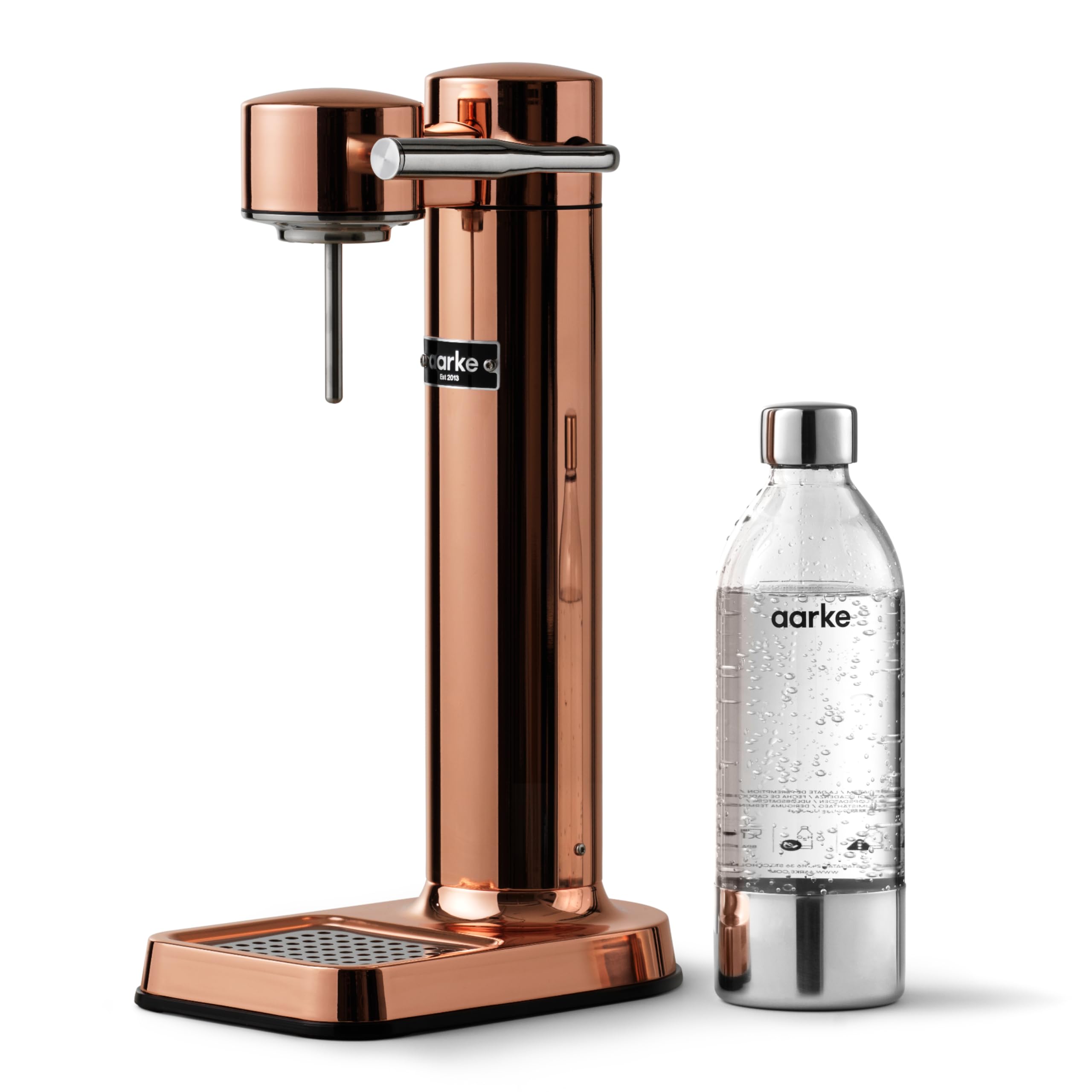 Aarke Carbonator 3, Wassersprudler aus Edelstahl im modernen Edelstahl Finish mit BPA-freier 1L PET-Flasche, Sprudelwasserbereiter für Leitungswasser, kompatibel mit 60L CO2-Zylindern