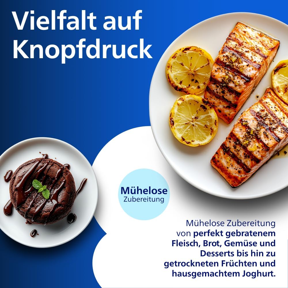 Philips Steam Airfryer 5000 Series Dual Basket Heißluftfritteuse mit Dampfgar-Funktion & 2 Körben – Steam, Airfry, SteamFry, 9L (3L+6L), RapidAir Plus, automatische Dampfreinigung (NA550/00)