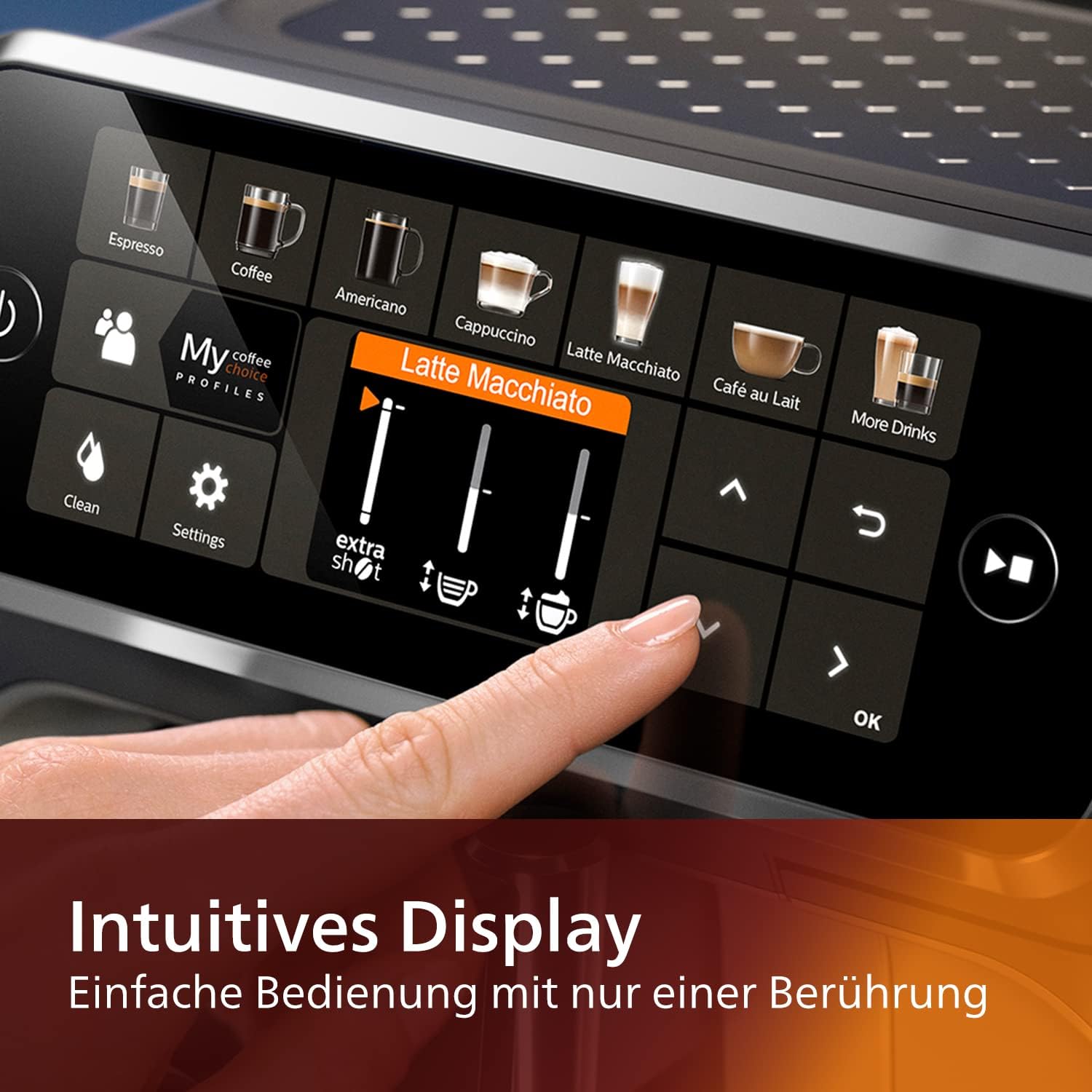 Philips Serie 5400 Kaffeevollautomat - LatteGo, 12 Getränke, Milchaufschäumer, Touchscreen, 4 Profile, Chrom-Finish (EP5447/90)