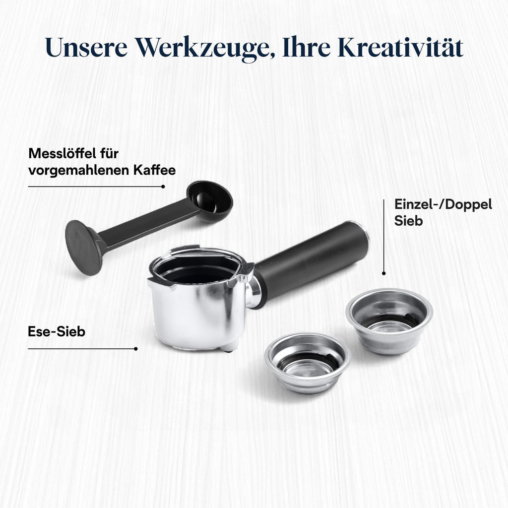 De'Longhi Dedica Style - Perfetto Kompakte Siebträgermaschine Espressomaschine mit Tasten, manuellem Milchaufschäumer für Espresso und Cappuccino, ESE Pad geeignet, 15cm breit, Metall (EC685.M)