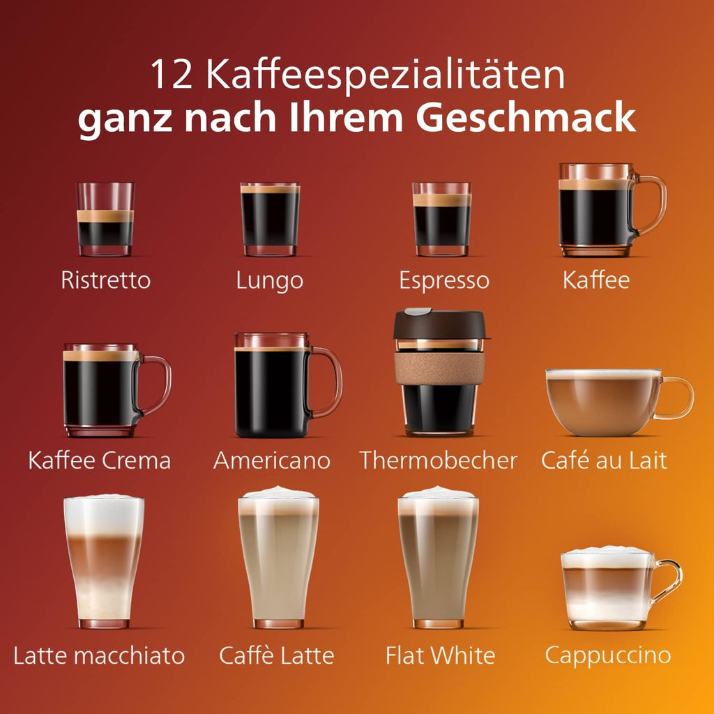 Philips Serie 5400 Kaffeevollautomat - LatteGo, 12 Getränke, Milchaufschäumer, Touchscreen, 4 Profile, Chrom-Finish (EP5447/90)