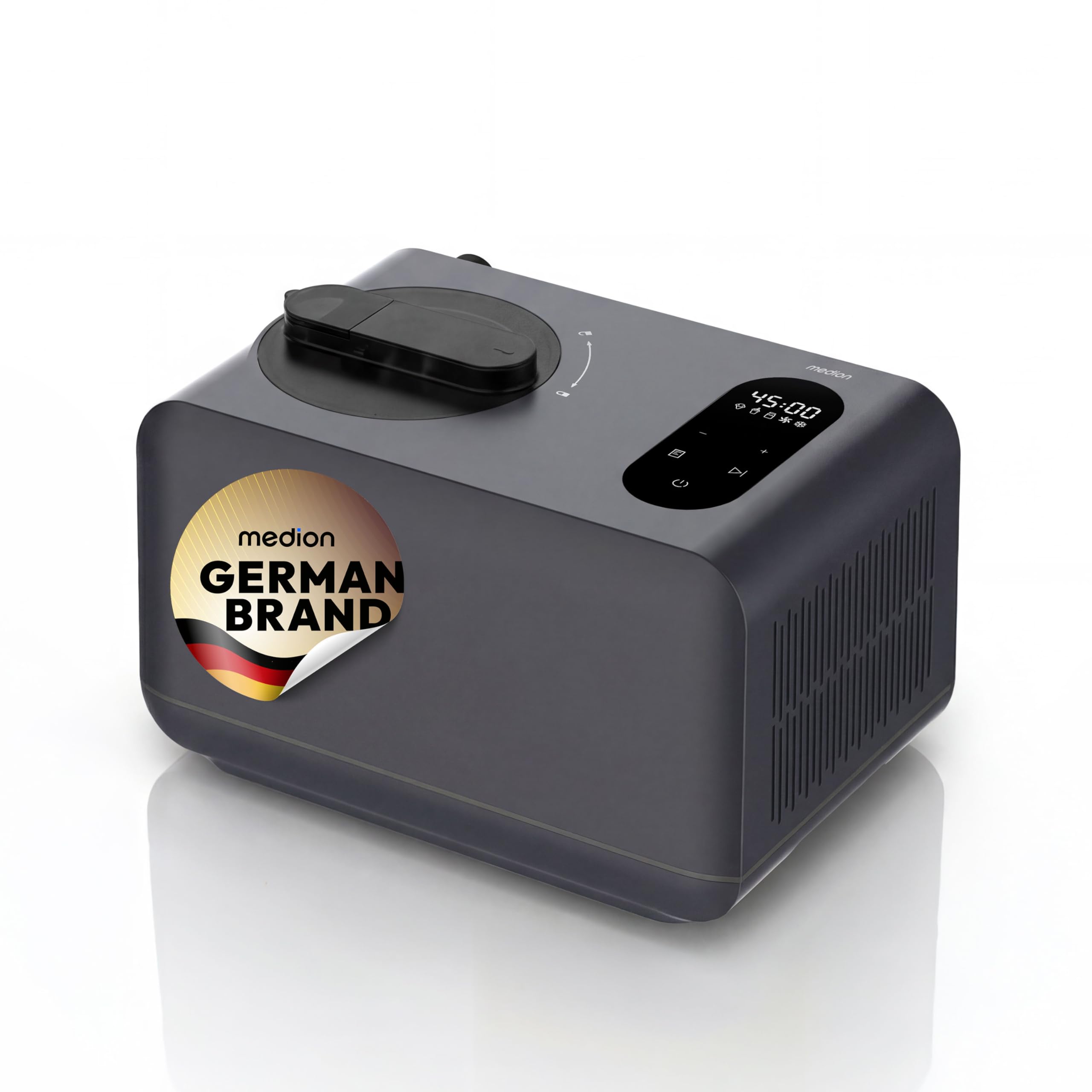 MEDION Eismaschine mit Kompressor (selbstkühlend, geeignet für die Zubereitung von Eiscreme, Frozen Yoghurt & Sorbet, 1,5 Liter, 150 Watt, MD 18387)