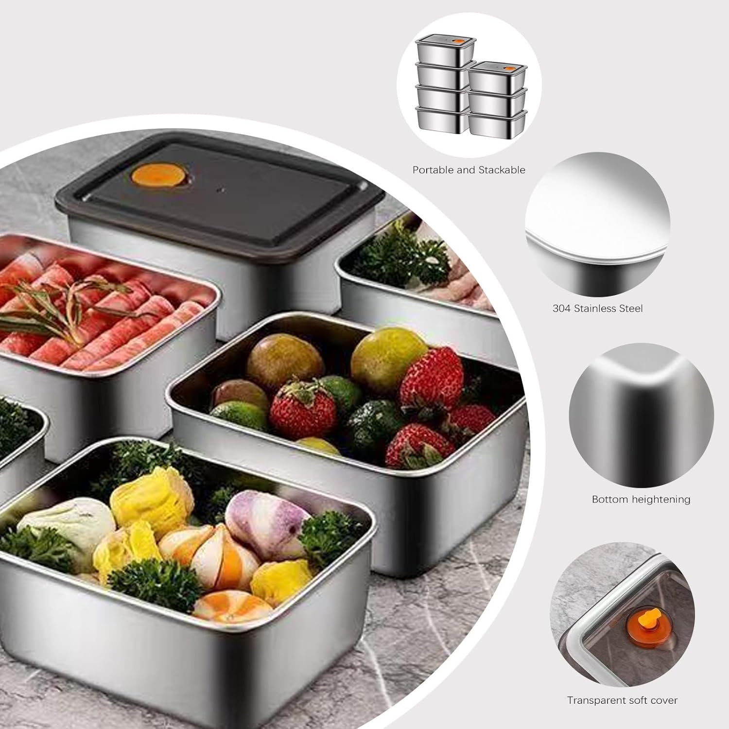 10 Stück Frischhaltedosen-Set, 590 ml Edelstahl Vorratsdosen mit Deckel Luftdicht, Vorratsbehälter Set, Aufbewahrungsboxen, Vorratsdose, Organizer Küche, BPA-Frei, spülmaschinen, gefrier (10)