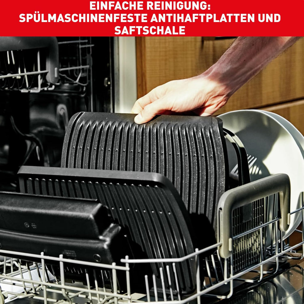 Tefal OptiGrill+ XL Kontaktgrill, 9 Programme, manueller Modus, 200 W, Garstufenanzeige, Dickemessung, Abnehmbare XL-Platten, Elektrogrill, Edelstahl, GC722D16