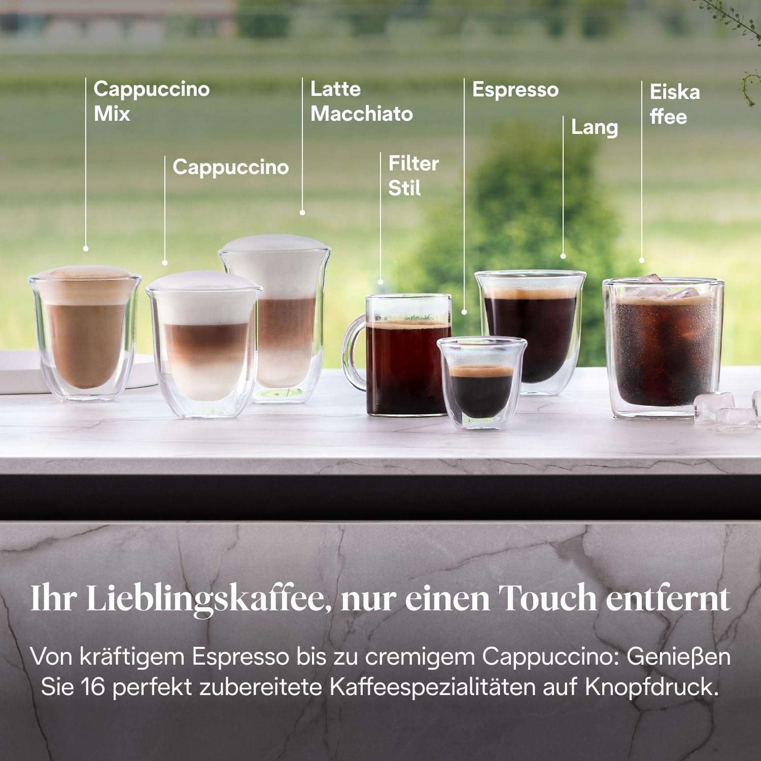 De'Longhi Rivelia EXAM440.55.W Kaffeevollautomat, perfekter Milchschaum, wechselbarer Bohnenbehälter, 16 Kaffee- & Milchgetränke auf Knopfdruck, Extra-Shot-Funktion, 3,5" Touch-Display, Weiß