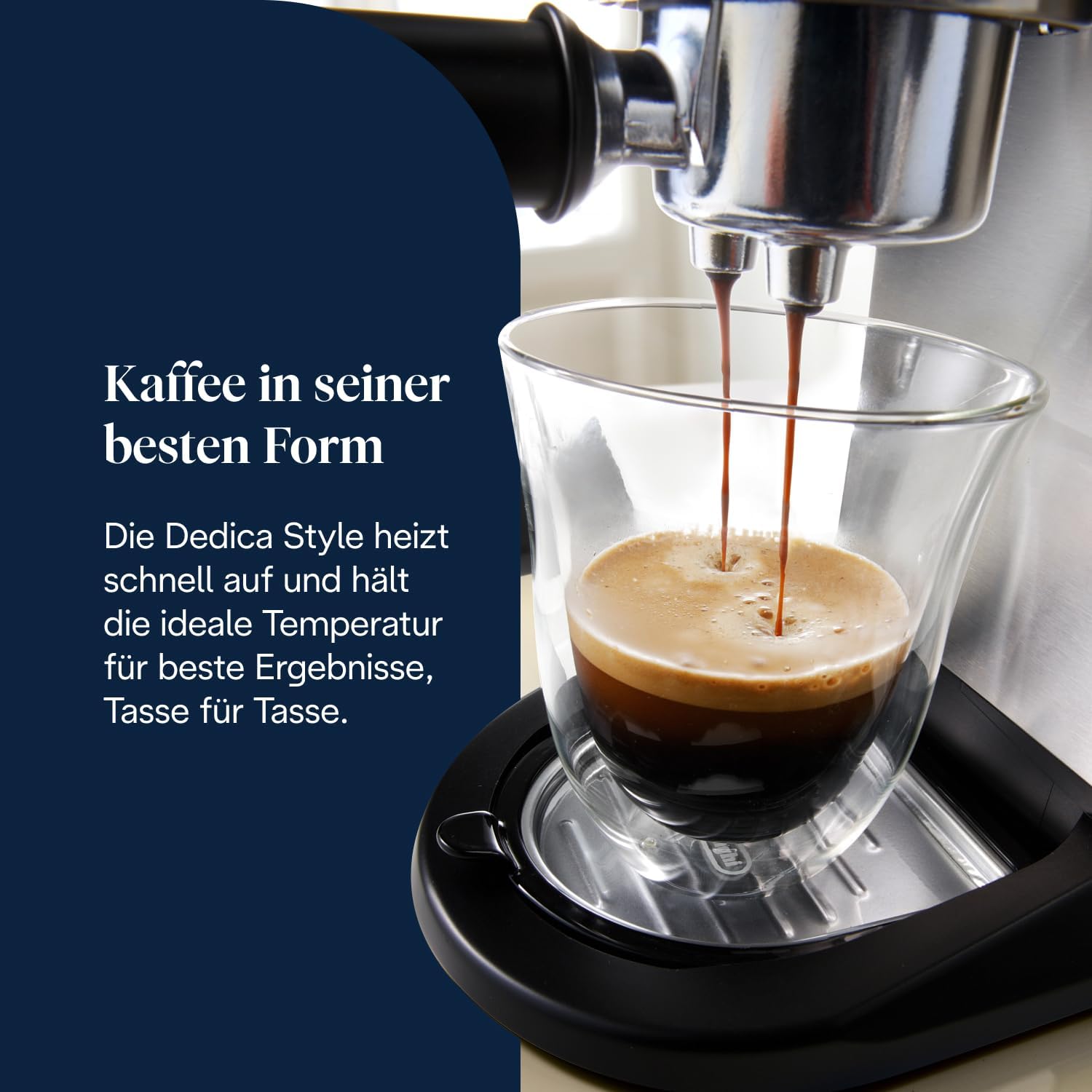 De'Longhi Dedica Style - Perfetto Kompakte Siebträgermaschine Espressomaschine mit Tasten, manuellem Milchaufschäumer für Espresso und Cappuccino, ESE Pad geeignet, 15cm breit, Metall (EC685.M)