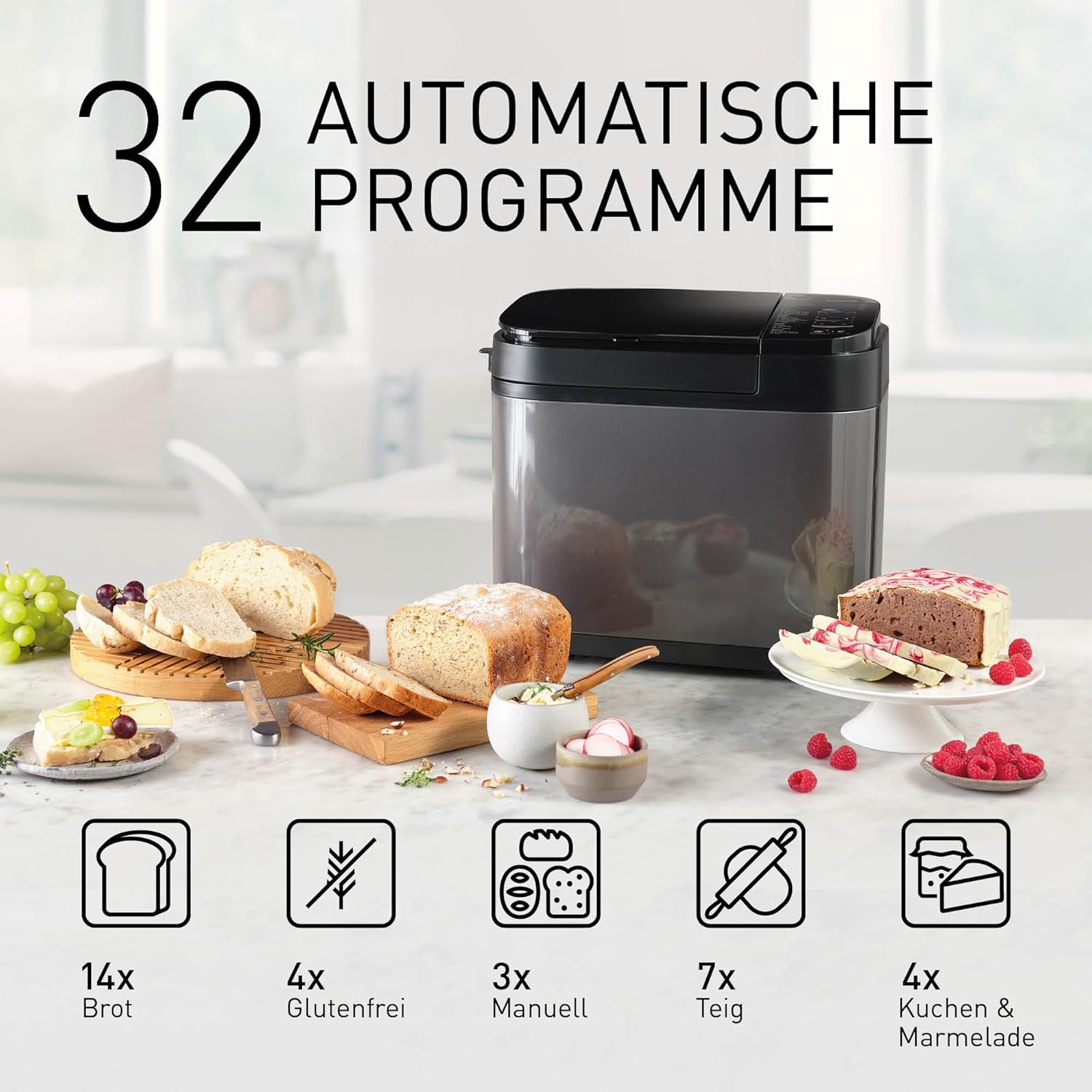 Panasonic SD-YR2540 Premium Grau Vollautomatischer Brotbackautomat, horizontales Design und Hefespender, 32 automatische Programme, zwei Temperatursensoren, 13-Stunden-Zeitvorwahl, Grau