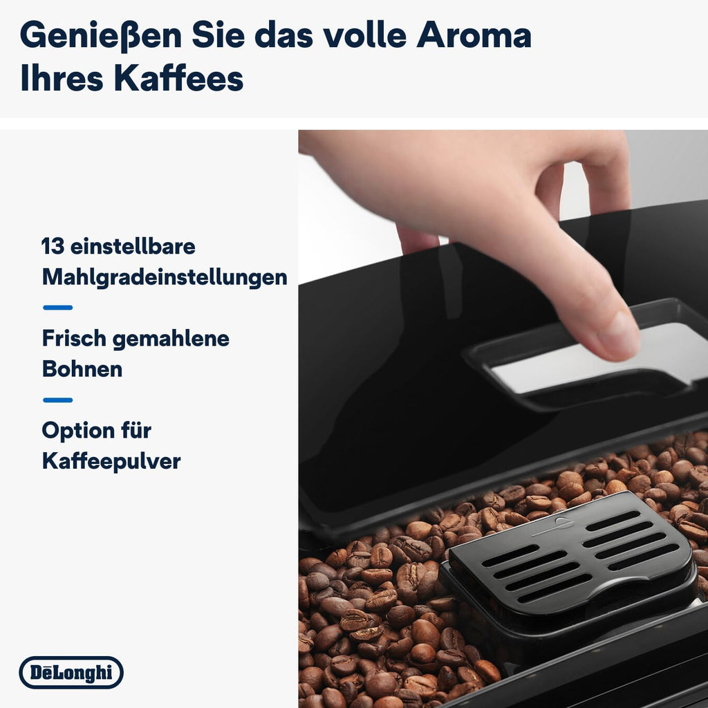 De’Longhi Magnifica S - Perfetto Kaffeevollautomat mit klassischem Milchaufschäumer, Espresso- und Cappuccino Kaffeemaschine, Bedienfeld mit Tasten, Schwarz (ECAM11.112.B)