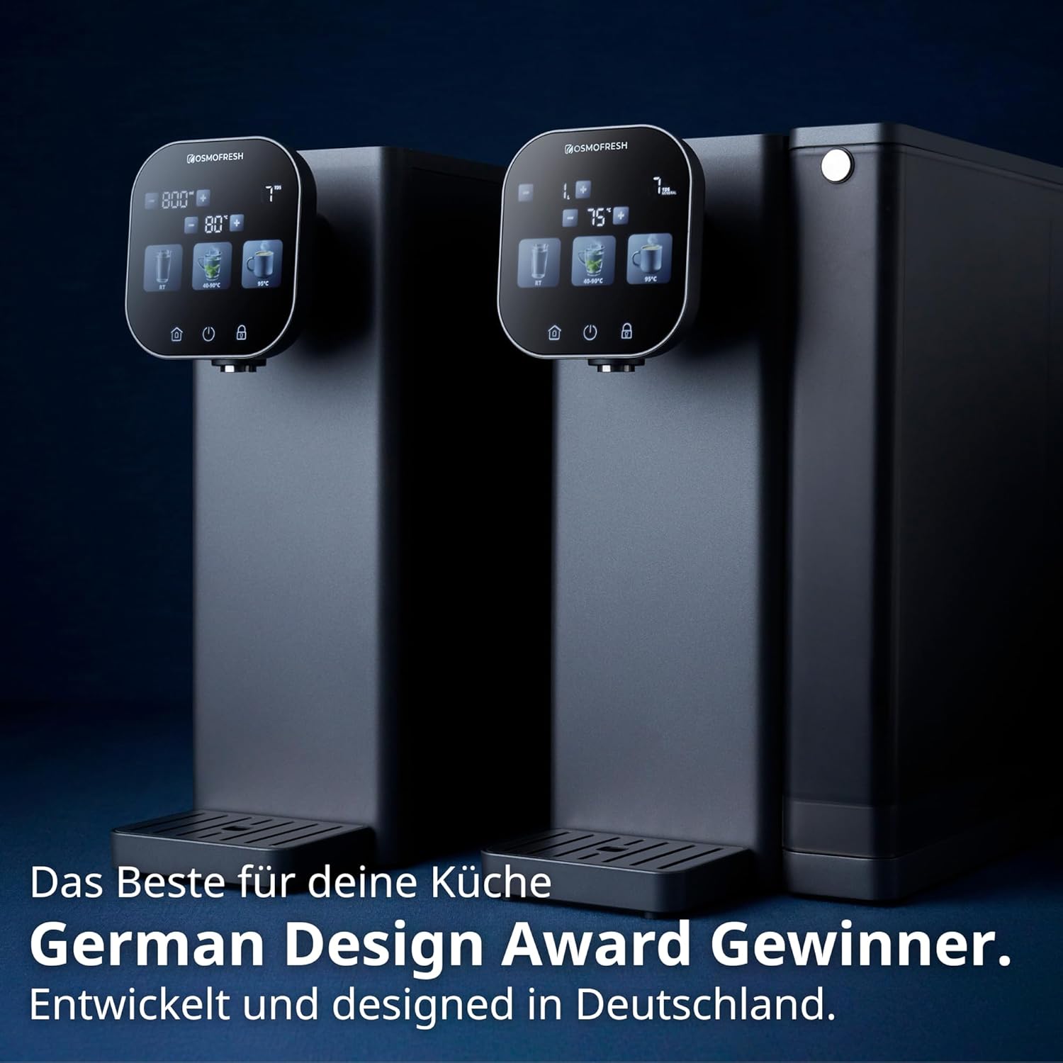 OsmoFresh Fusion Air Auftisch Osmoseanlage | Keine Installation | Heißwasserspender | Filterung & Mineralien | 3-Fach UV-C LED | Abwasserverhältnis 2:1 | TÜV zertifiziert