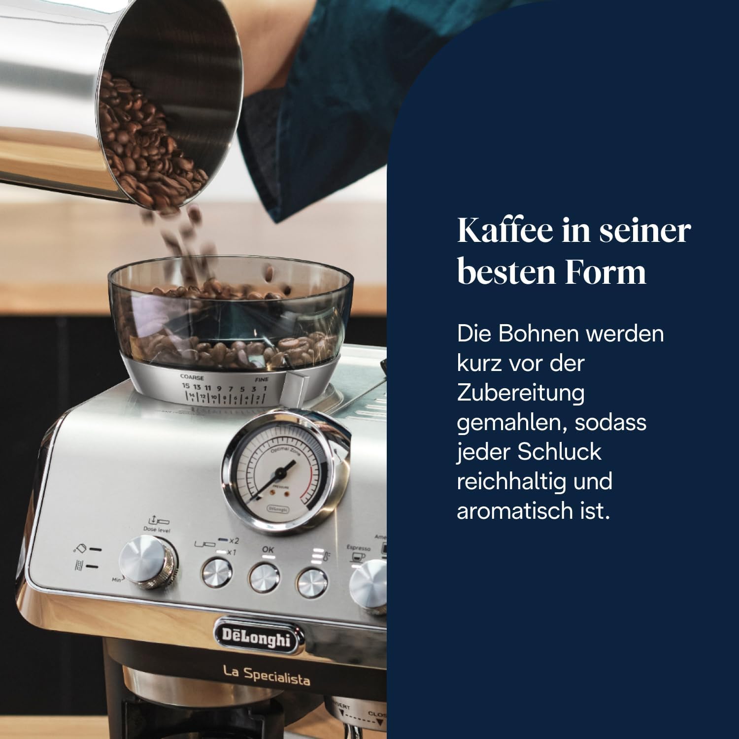 De'Longhi Siebträgermaschine La Specialista Arte EC9155.MB, Espressomaschine mit Mahlwerk, 8 Mahlgrade, 15 Bar, 3 Temperaturen, Milchschaumdüse, 1550W, 1,7L Tank, Edelstahl/Schwarz inkl. Barista-Kit