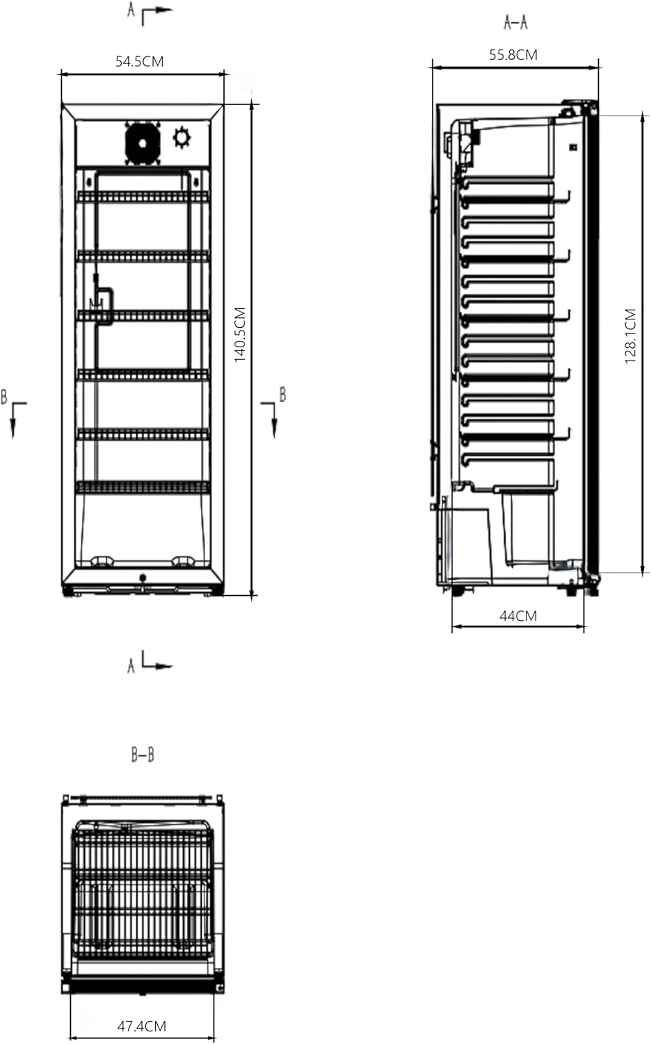 METRO Professional Getränkekühlschrank GSC4240B, 237 L, 110 W, 6 verstellbaren Einlegeböden, LED-Innenbeleuchtung, schwarz