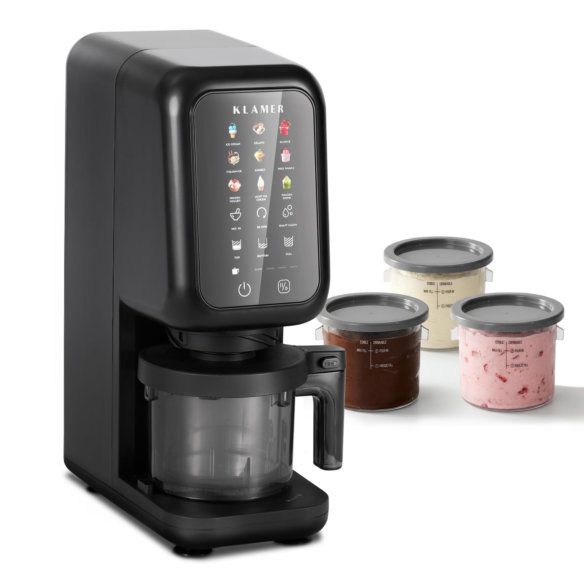 KLAMER 2-in-1 Eismaschine & Joghurtbereiter 2 L, 180 W Eiscrememaschine aus Edelstahl mit Kühl- und Heizfunktion, hausgemachtes Speiseeis mit selbstkühlendem Kompressor, mit digitalem Rezeptbuch