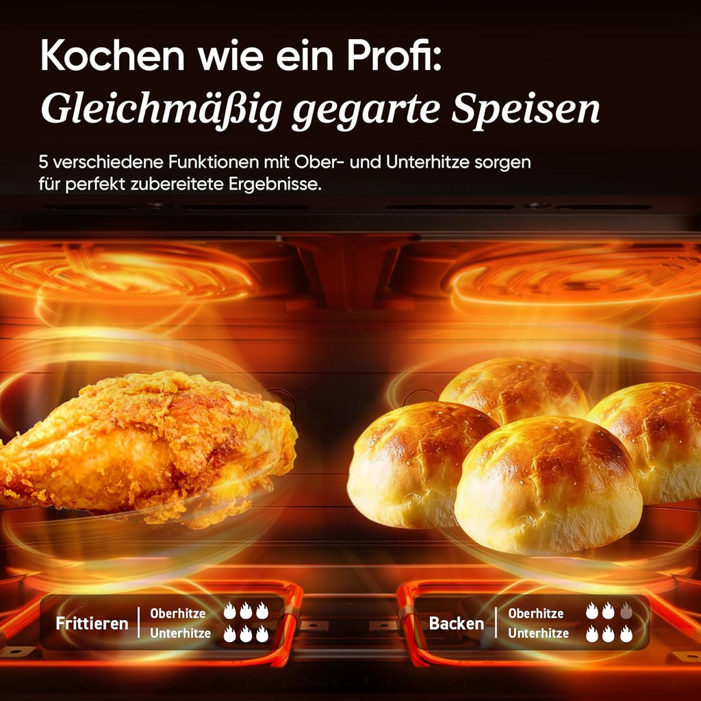 COSORI Heißluftfritteuse 2 Kammern, Dual Blaze TwinFry 10L Airfryer, mit 4 Heizrohren und flexiblen Kammern, gleichmäßige Hitzeverteilung, Temperatur bis 240 Grad C, Schwarz, TF102S