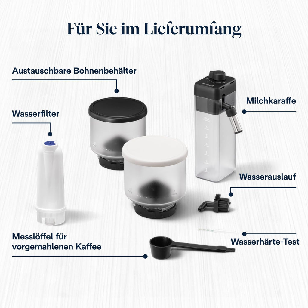 De'Longhi Rivelia EXAM440.55.W Kaffeevollautomat, perfekter Milchschaum, wechselbarer Bohnenbehälter, 16 Kaffee- & Milchgetränke auf Knopfdruck, Extra-Shot-Funktion, 3,5" Touch-Display, Weiß