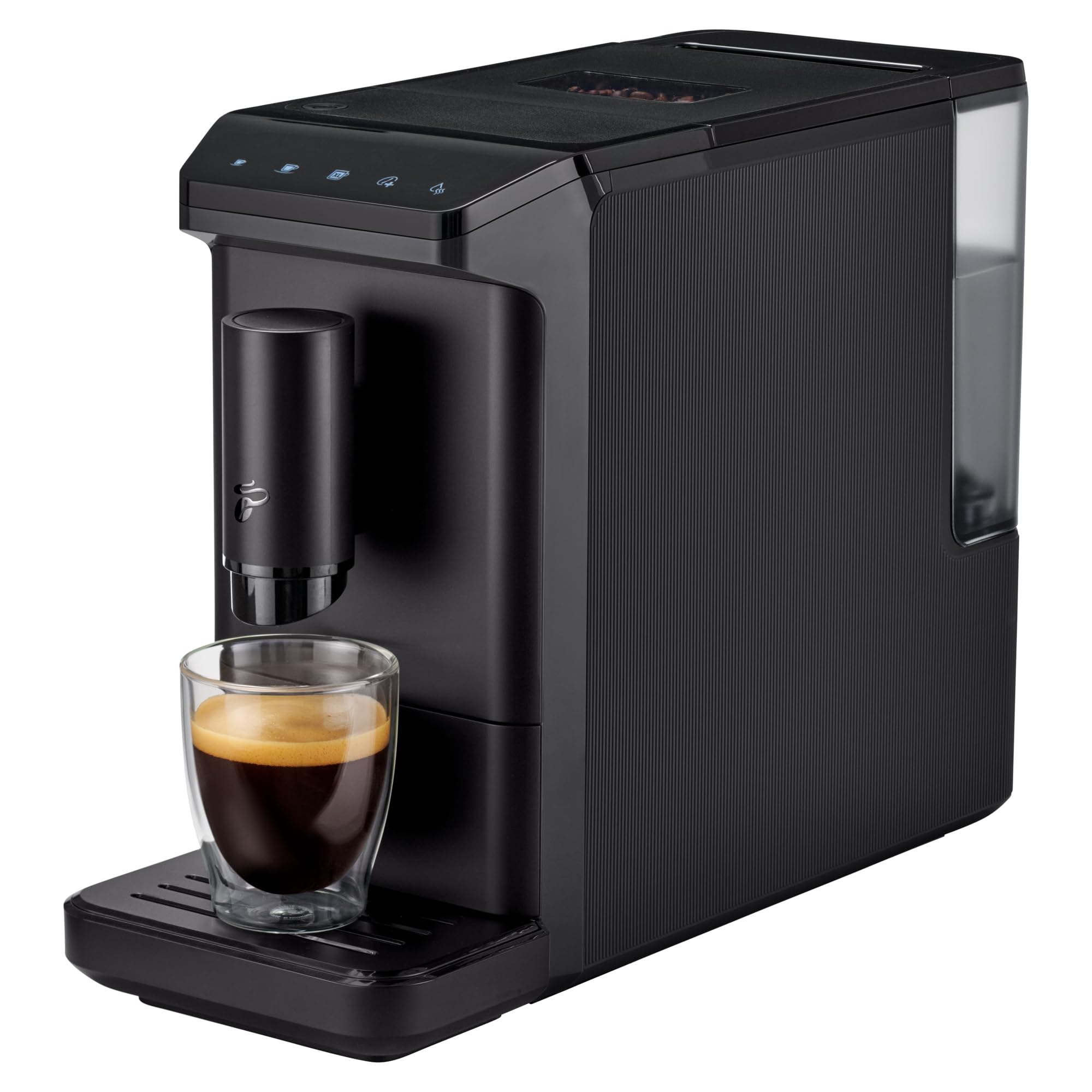 Tchibo Kaffeevollautomat Esperto mini für Caffè Crema und Espresso, nur 16cm breit, klein und kompakt, geeignet für jede Küche, Camping, Studentenapartment, Schwarz - INKLUSIVE Kaffeeprobierset GRATIS
