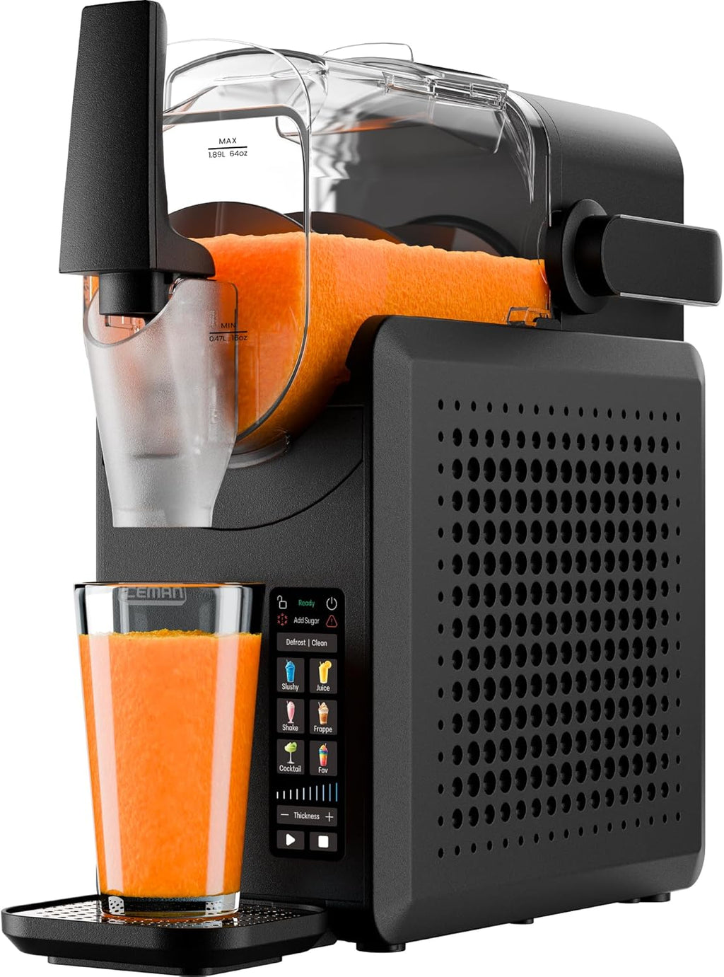 Iceman Slushie-Maschine, 1,9 L Mixer für Getränke und Slushies, kein Eis und kein Mixen für gefrorene Margaritas, Frappes und Shakes, 5 Touchscreen-Voreinstellungen, einfacher Dosierhebel - Schwarz