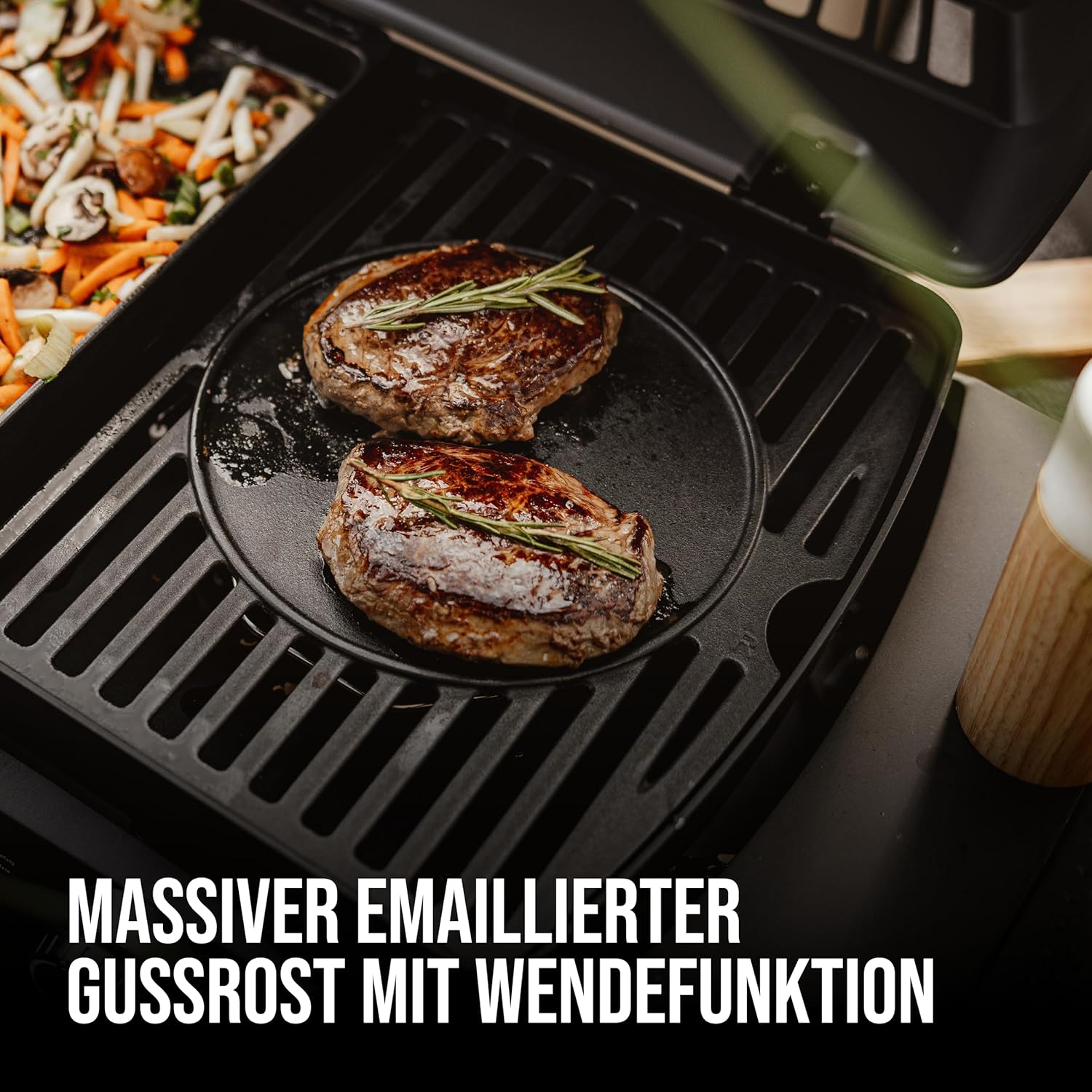 Enders® Gasgrill Urban II Pro, Tischgrill, Grillen-, Kochen- und Backen Funktion, 2 Brenner Edelstahl, mit Grill-Thermometer, Balkon-, Camping-Grill, Aluguss-Gehäuse, Gusseisen-Rost, #2062