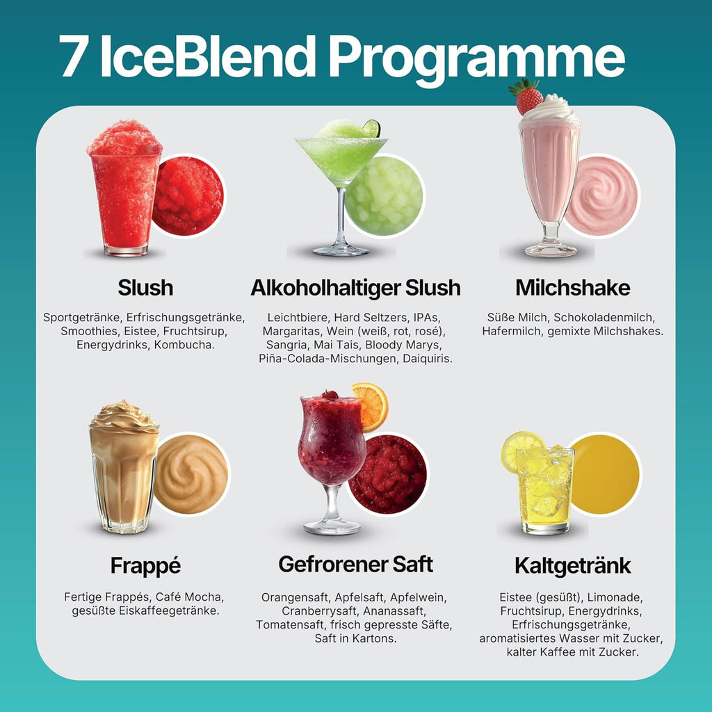 Seeger SuperSlush, 2L 7-in-1 Slush Maschine für zu Hause, 7 Smarten Programma, Automatische Reinigung und InstantFreeze 15 min Technologie, Slushi, Eis-Cocktails, Frappé, Milchshakes, Schwarz