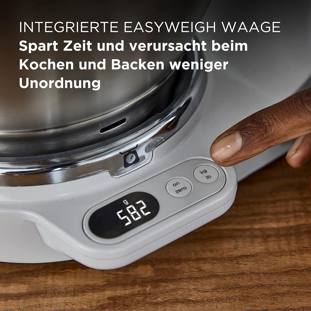 Kenwood Titanium Chef Baker KVC85.004SI Küchenmaschine mit integrierter Waage,inkl. 3-teiligem Patisserie-Set,5 L und 3,5 L ,stufenloser Geschwindigkeitsregler,1200 W,Silber,Stainless Steel