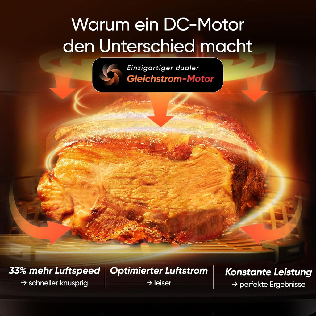COSORI Airfryer | Turbo Tower Compact | Heißluftfritteuse 2 Kammern Keramikbeschichtung | 8,6L Double Stack mit mehreren Lüfterstufen | 2700W| Schwarz | DC861