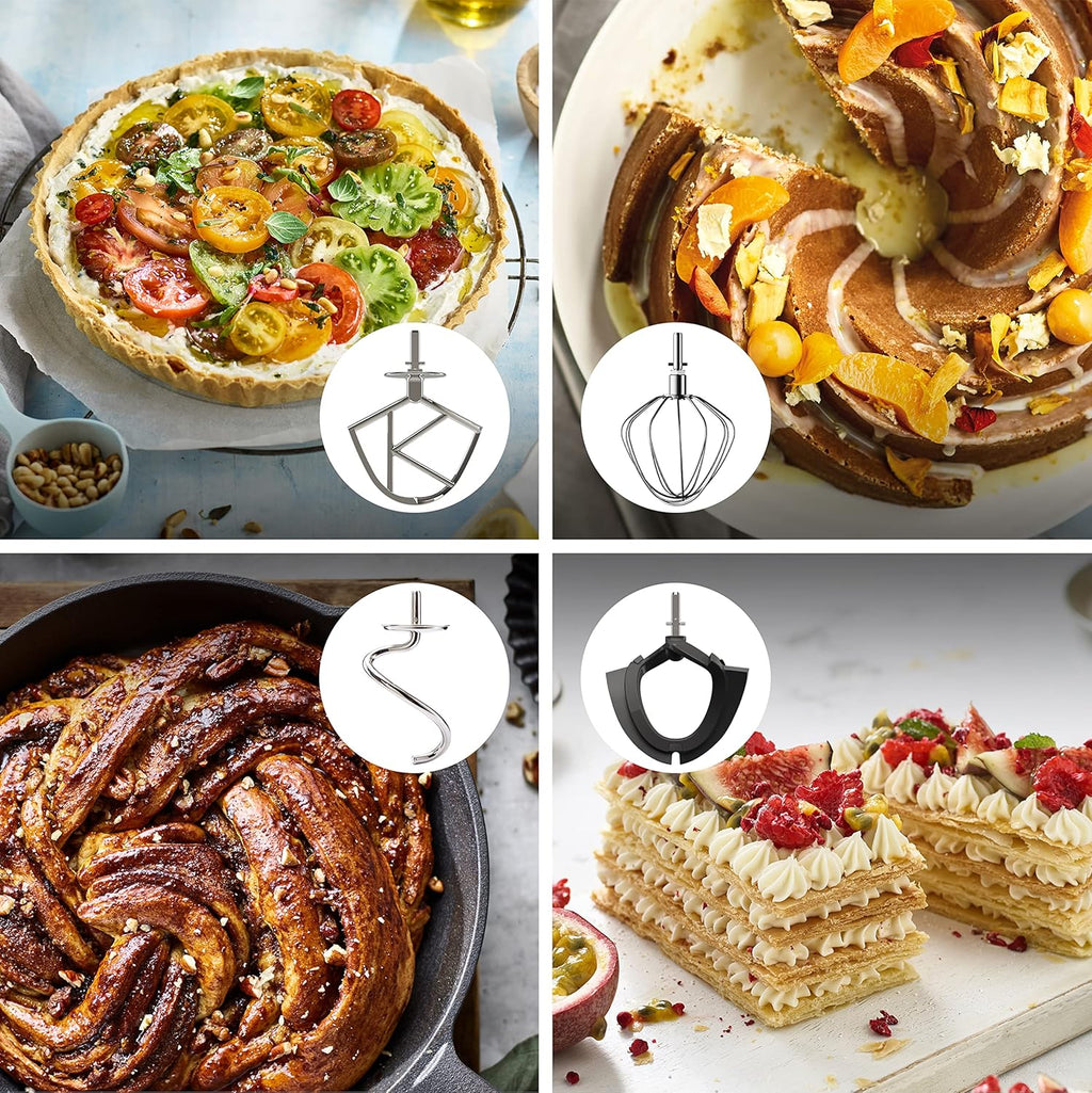 Kenwood Titanium Chef Baker KVC85.004SI Küchenmaschine mit integrierter Waage,inkl. 3-teiligem Patisserie-Set,5 L und 3,5 L ,stufenloser Geschwindigkeitsregler,1200 W,Silber,Stainless Steel